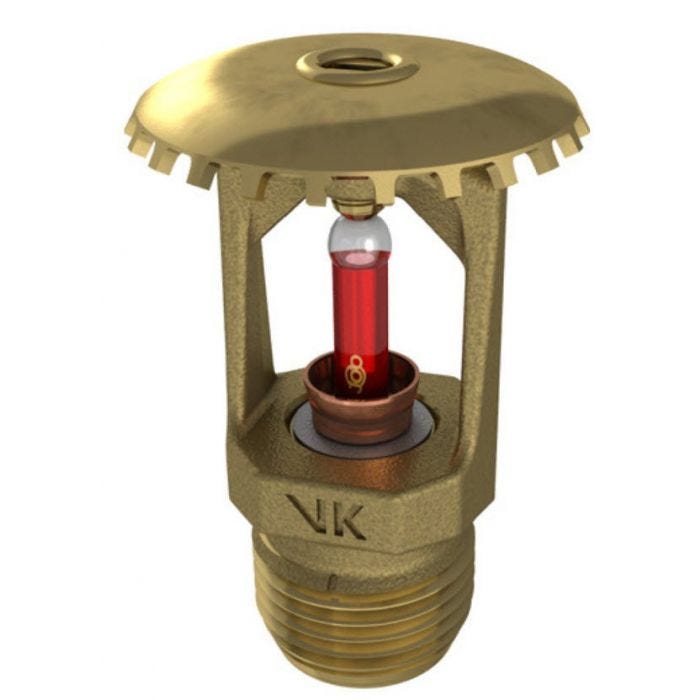 Viking, Fire Sprinkler Head, 1/2, Upright, Glass Bulb, Brass, 12986